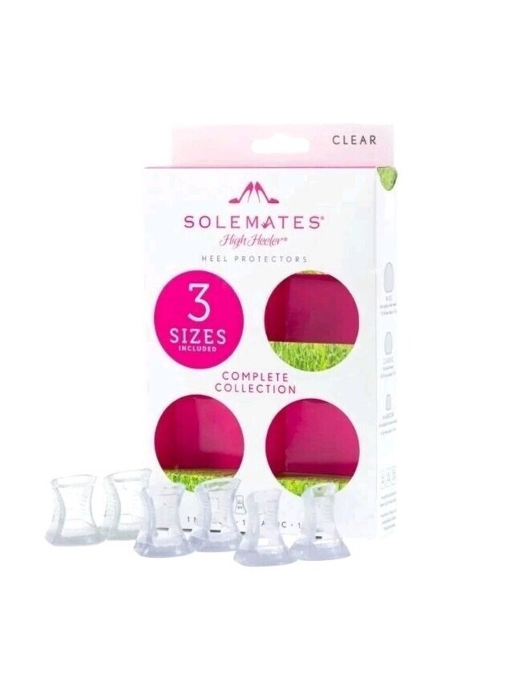 3 Sizes Solemates Complete Collection High Heel Protectors #29995 Kit Clear NEW